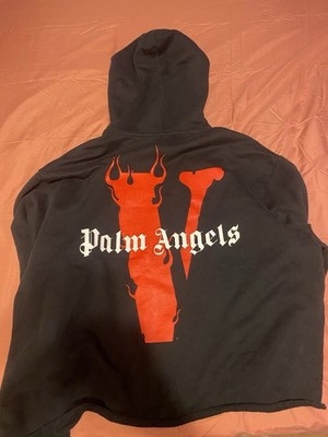 Vlone x Palm Angels Men's Hoodie Size M Black and Red Sweatshirt Pre-Owned good