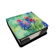 Texas Bluebonnets in Watercolor PU Leather Note Paper Holder DAC1709NT4