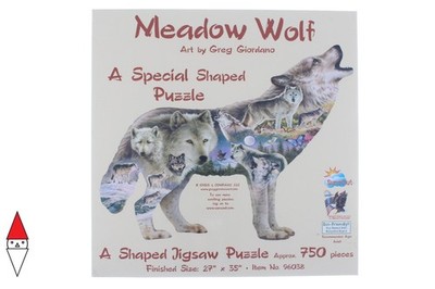 SUNSOUT WÖLFE GEFORMTES PUZZLE GREG GIORDANO MEADOW WOLF 750 TEILE