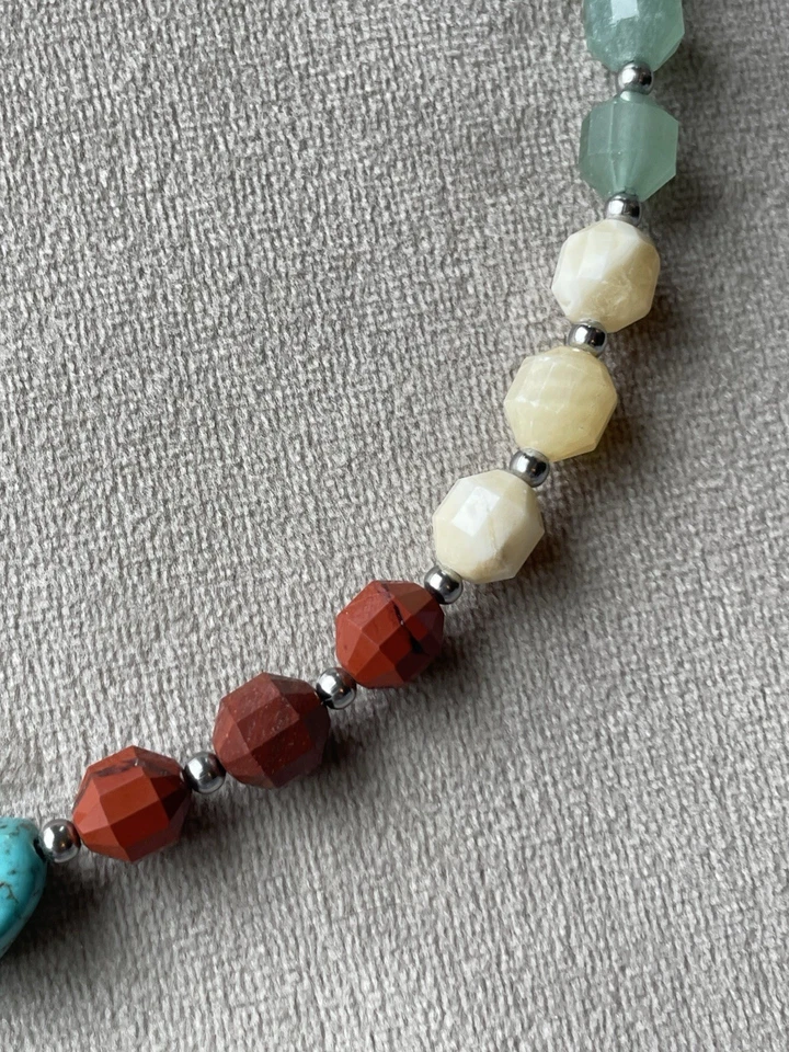 "Collar unisex de cuentas de chakra de piedras preciosas multicolor 17"" hecho a mano" Foto 4 de 4