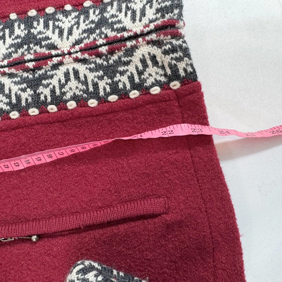 Suéter feminino Woolrich com capuz grande vermelho rubi 100% lã acabamento nórdico ilha justa - Imagem 3 de 4