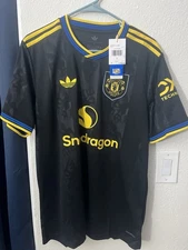 Adidas Manchester United 25/26 Third Jersey Soccer Black Bruno Fernandes 8 Large