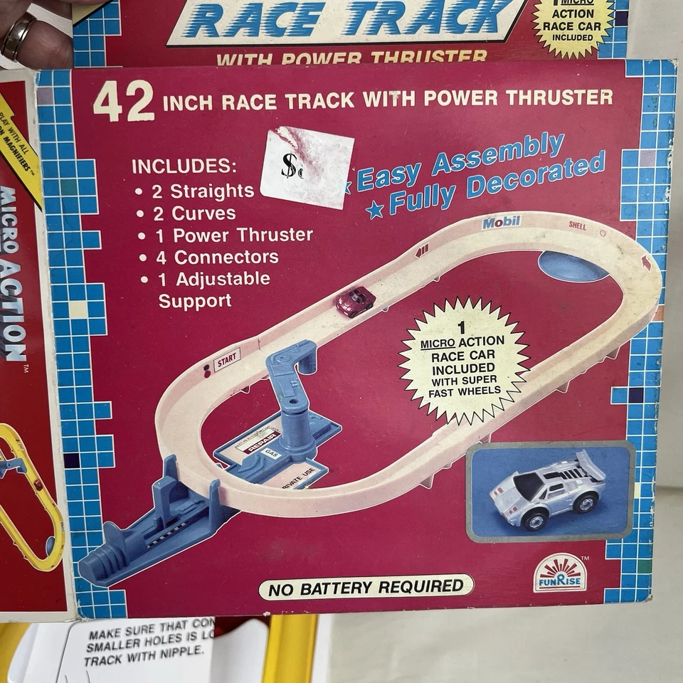 Vtg 1989 Micro Action Funrise 42” Race Track W Power Thruster New Open Box - Image 3 of 4