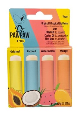 Dr Paw Original Tropische Balsam 4x4g Original Kokosnuss Wassermelone Mango