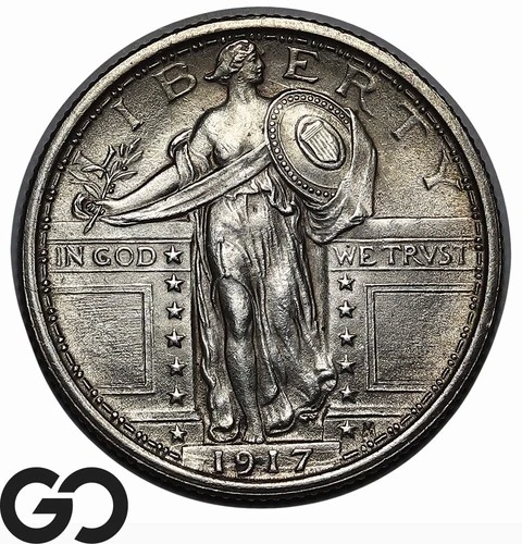 1917 Standing Liberty Quarter Type 1, Full Head, Gem BU++ FH, Great Strike