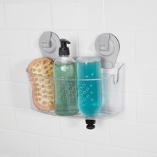 Clear Wall-Mounted Suction Bath Basket Easy to Install No Tools Needed