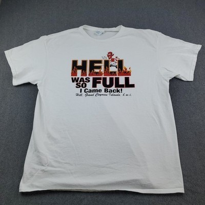 Vintage Cayman Islands Hell Was So Full I Came Back Graphic T Shirt Size XL