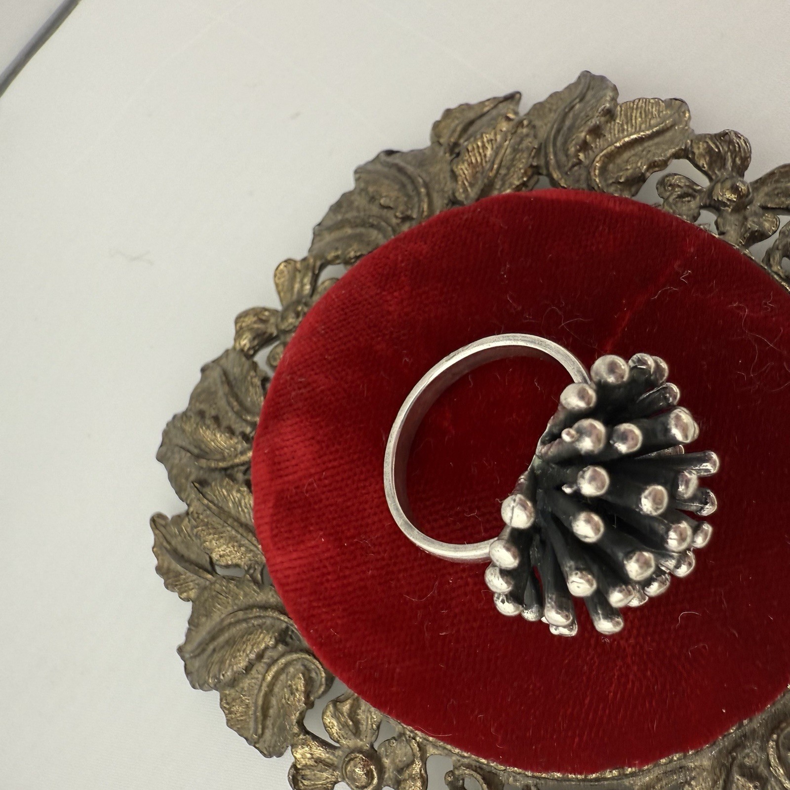 Vintage Mexican 925 Sterling Silver Sputnik Ring Sz 7.75 Modernist Taxco