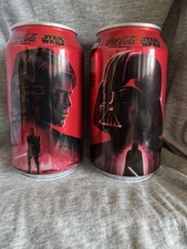 2025 Star Wars Coke Zero 12oz Can Lot of 2 DARTH VADER & ANAKIN Coca Cola FULL