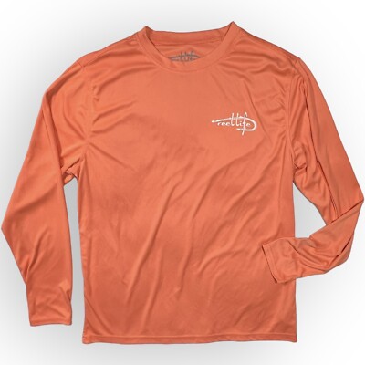 Reel Life Sun Ray Defender Long Sleeve T-Shirt Med Coral Logo - Main Image