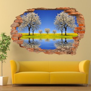 RIVER LAKE HOBBY FISHING WALL STICKERS 3D ART MURAL ROOM OFFICE HOME DECOR TT7