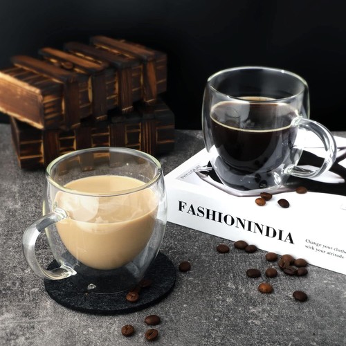 Double Wall Glass Coffee Mugs 8oz Insulated Glass Mugs with Handles Tea Cup S... - Picture 7 of 7
