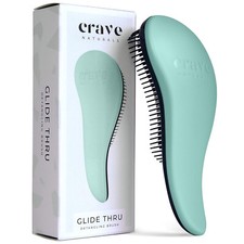 Crave Naturals Glide Thru Detangling Brush All Hair Types Adults Kids Turquoise