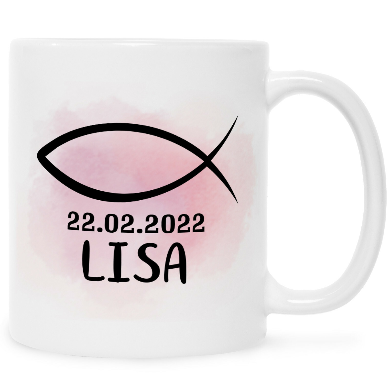 Bedruckte Tasse zur Konfirmation mit Name & Datum