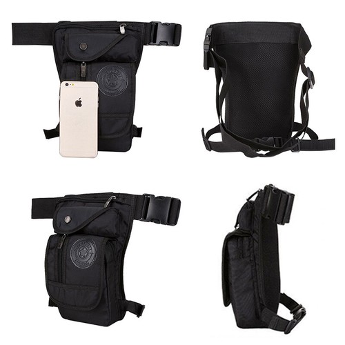 Motorcycle Outdoor Vintage canvas Drop Leg Bag Tactical Thigh Waist Fanny Pack - Picture 12 of 23