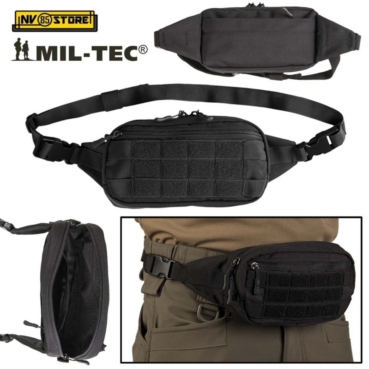 Chardime Marsupio Tattico Uomo – 5 Tasche Con Cerniera, Cinghia Regolabile, Colore Nero, Per Escursioni E Outdoor