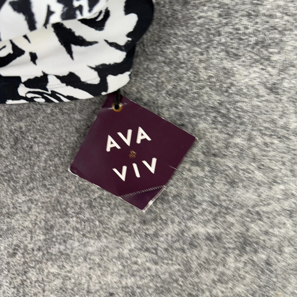 Nuevo Top de Bikini Ava & Viv para Mujer 18W Plus Negro Floral Push Up Sin Mangas Traje de Baño Foto 3 de 4