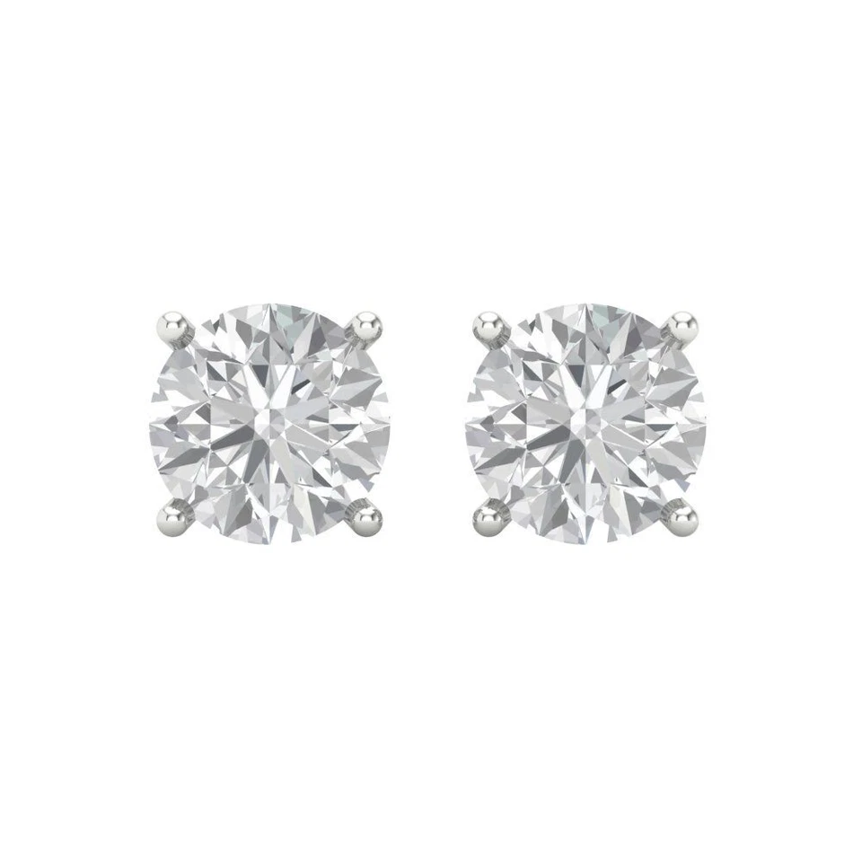 3 ct Round Cut Solitaire Stud Designer everyday Earrings 14k White gold - Image 3 of 4