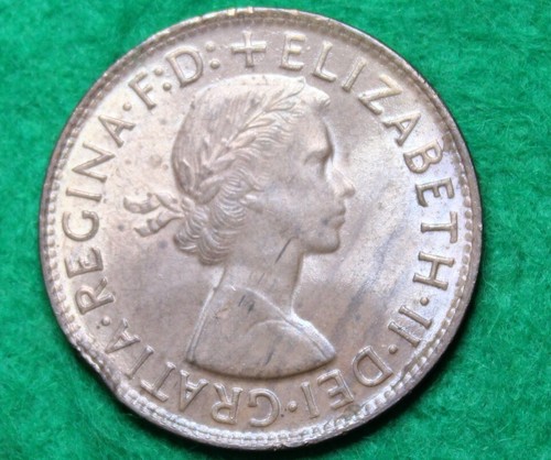 * 1960y. PENNY UNCIRCULATED GLOSSY RED TONED BOTH SIDES RIM BUMP #CEG61 - Picture 4 of 8