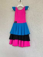 ballroom dance competition Girls dress Latin 5y Multicolored With Attached Leota