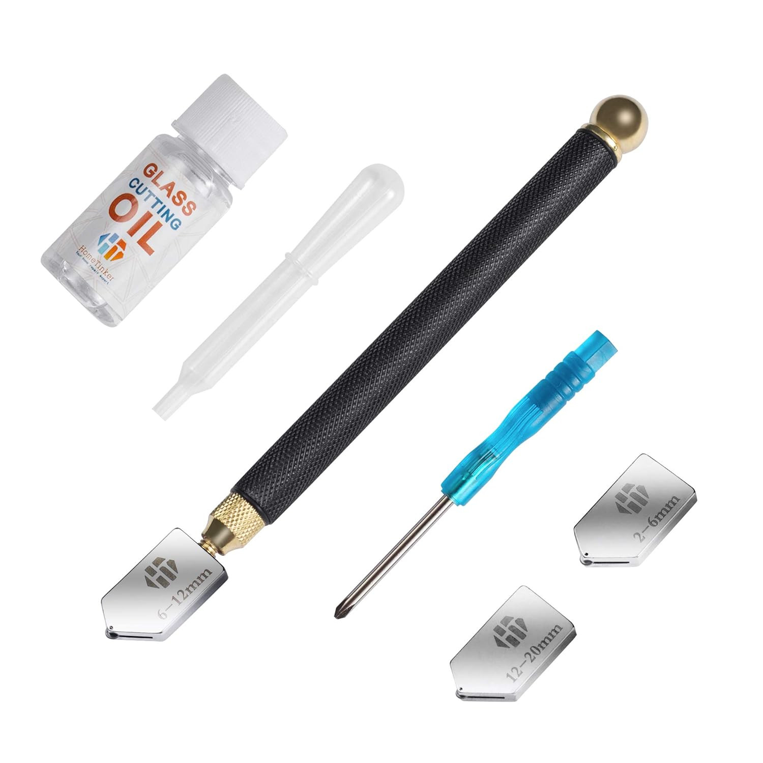 Glass Cutter 2Mm-20Mm, Glass Cutter Tool with Glass Cutting Oil, Glass Cutting T