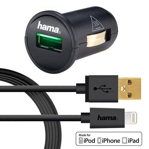 HAMA iPhone 8 8+ X 11 12 13 14 Car Charger with MFI 6ft Lightning Cable U6108995 - Picture 2 of 9