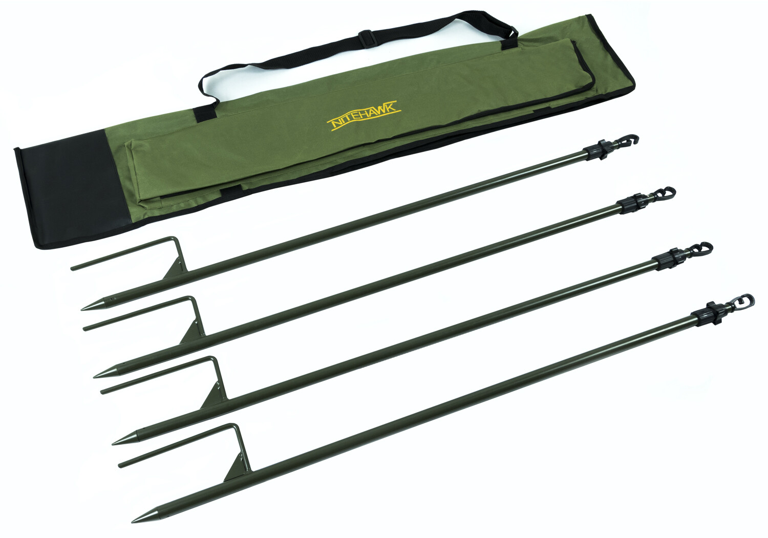 Nitehawk Steel Telescopic Hunting Shooting Hide Poles - 4 PACK with Carry Bag