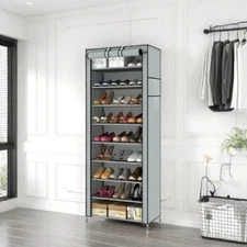 Stand Shoe Rack 10 Layers 9 Shelf Cabinet Storage Organizer Dustproof Non-Woven