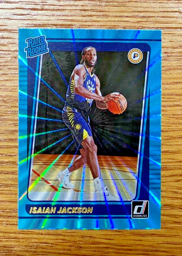 ISAIAH JACKSON 2021-22 Panini Donruss #217 Rated Rookie RC Teal Holo Laser