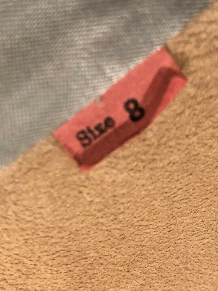 Abrigo chaqueta de cuero nobuck de colección años 60 para mujer cuello de piel botón cubierto 8 COMO ESTÁ Foto 3 de 4