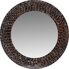 Zorigs - Handcrafted Brown Mosaic Mirror, 24" Round Wall Mirror