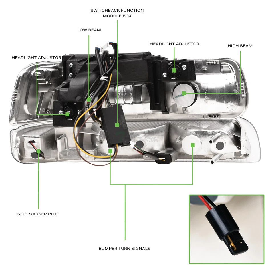 TLAPS For 99-02 Silverado/Tahoe Switchback Sequential LED Headlights 4p - Black Foto 4 de 4