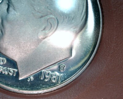 1981-S Type 2-flat ''S'' Proof Roosevelt dime.