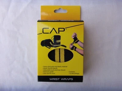 CAP PREMIUM WRIST WRAPS WITH THUMB LOOP FIT 2 PER BOX WEIGHT LIFTING SPORTS