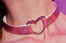 Pink holographic heart choker