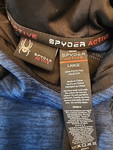 Spyder Active Proweb Hoodie Sweatshirt Zipper Arm Pocket Men L Blue - Picture 8 of 15