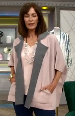 Damen Doubleface Poncho 4XL mit Taschen Cardi Marla Wynne Lagen Rosa Strick