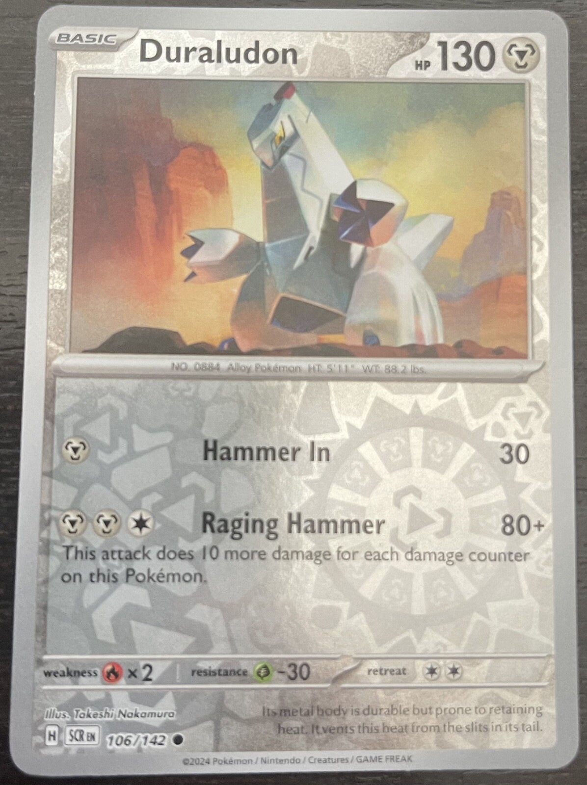 Duraludon - 106/142 Stellar Crown REVERSE Holo Pokemon - NM/MINT