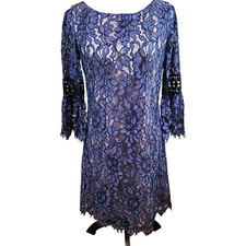 Eliza J Womens Lace Tulip Cocktail Dress Size 6 Grey/Purple Fit Flare Whimsigoth