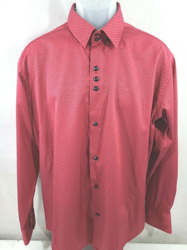 Absolute Rebellion Red Dot Slim Button Front Long Sleeve Shirt Men's Size XL - Picture 2 of 7