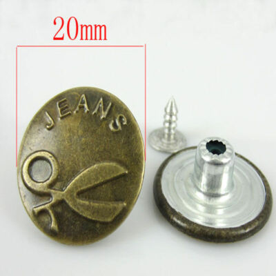 Boutons Pression Pour Jeans Vintage - Motif Fleur En Métal Bronzé, 20 Sets, Diamètre 20 Mm