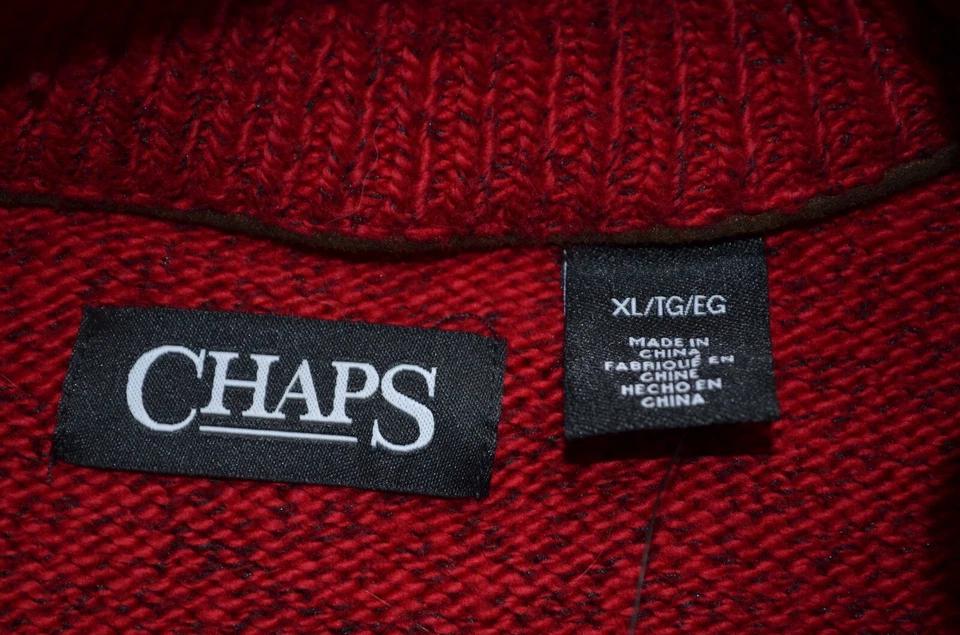 Chaps 1/4 Zip Sweater Red Mens Size XL Knit Pullover Long Sleeve New $80 - Image 4 of 4
