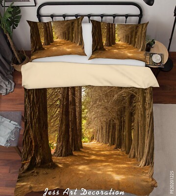 3D Sunshine Forest Road Trunk Shadow Quilt Cover Set Bedding Sets Pillowcases 64