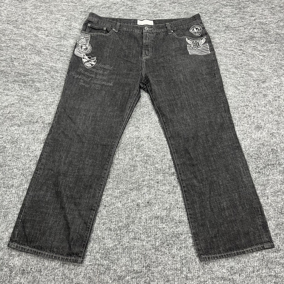Ecko Unltd Jeans Mens 42 Black Denim Hip Hop Rap Y2K Skater