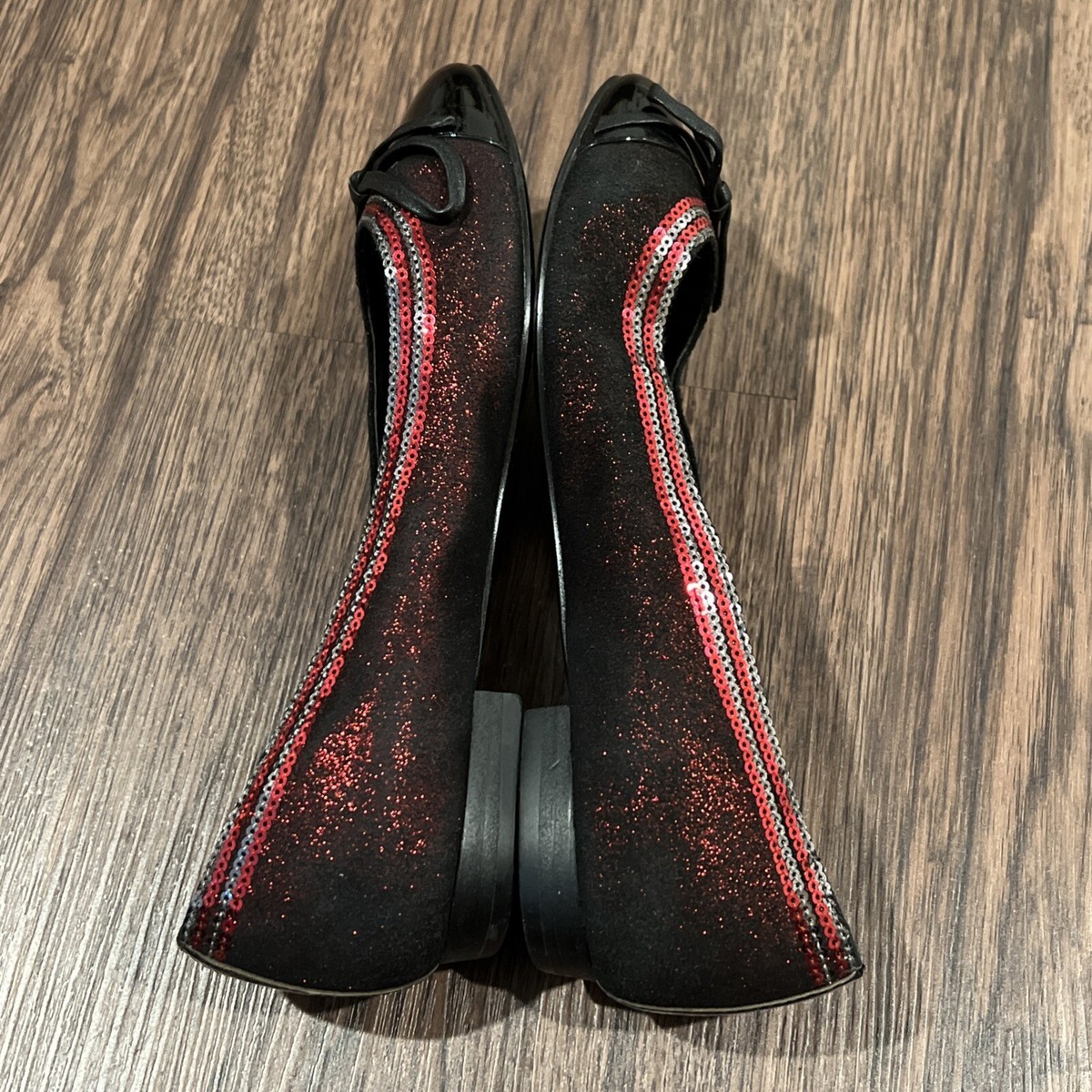 Chanel ballet flats Shoes Suede Color Ruby Glitter Patent size 36
