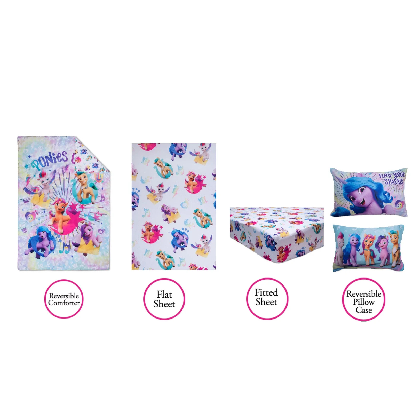 My Little Pony 4-Piece Toddler Bedding Set - Ponies Unite Girls Boys Kids New
