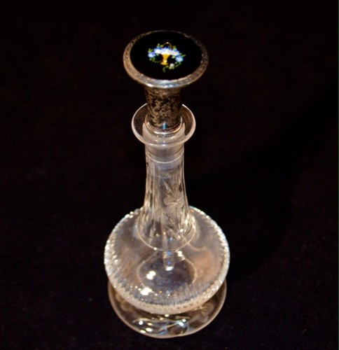 Antique Art Deco Sterling Silver Black Enamel Watson Perfume Bottle - Picture 4 of 6