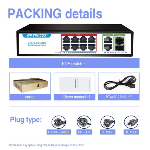 8 Gigait Poe+2 RJ45+2 SFP Gigabit Fiber Durable PoE+SFP Fibra Poe Gigabit Switch - 第 3/22 張圖片