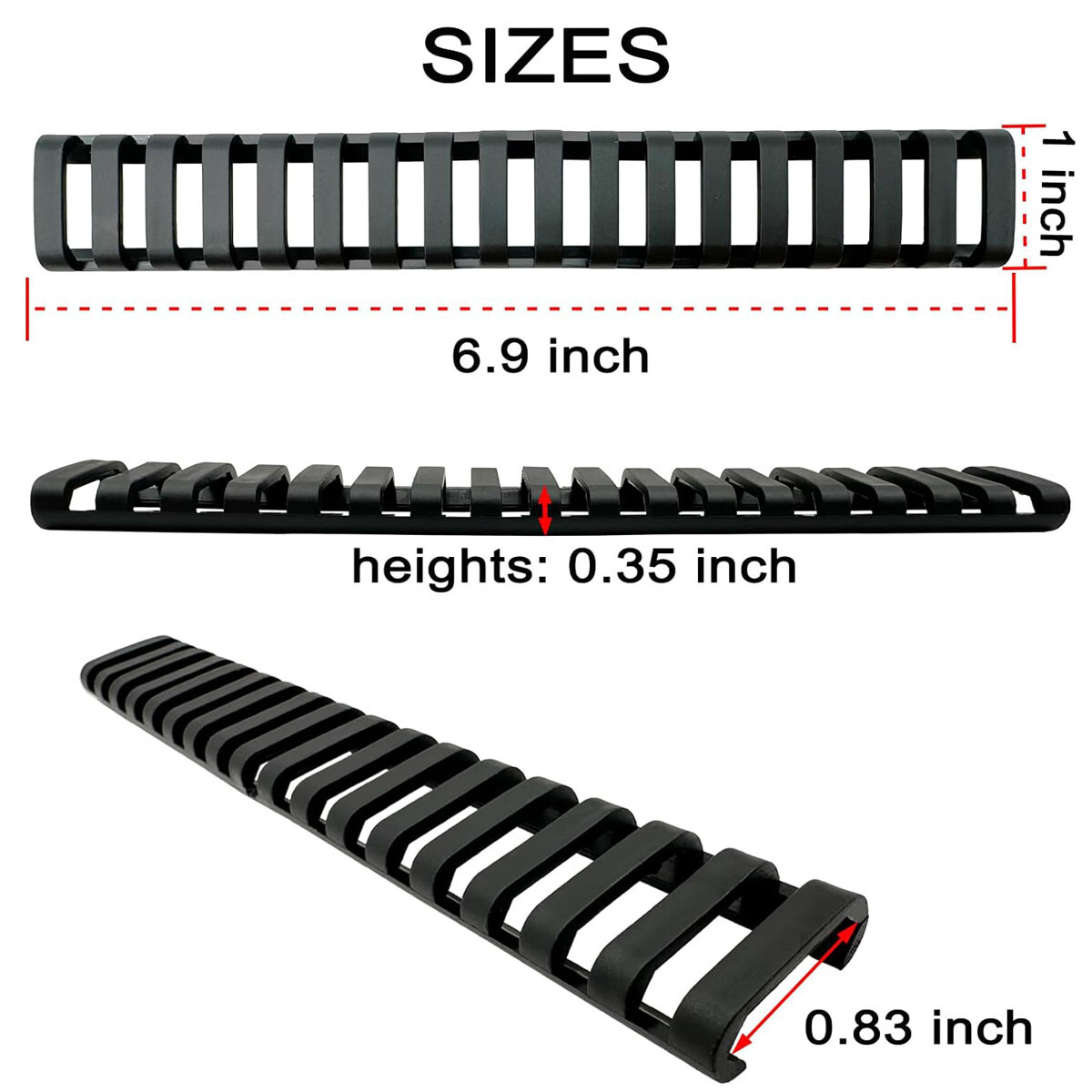 Protèges RAIL ECHELLE CAOUTCHOUC PICATINNY BOLT NOIR X2