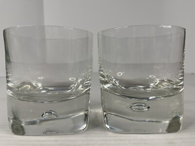 LA PIANA CRISTAL AU PLOMB Heavy Weighted Bubble Square Base Low Ball Glass